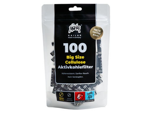 Kailar Filter 9mm BIG  100 stk schwarz